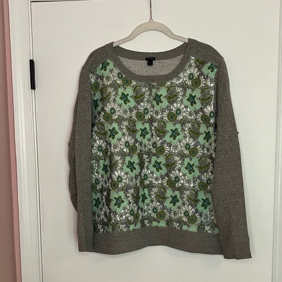 J. Crew jacquard floral front sweatshirt - Picture 3 of 10